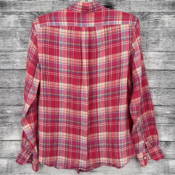 Vineyard Vines Slim Fit Linen Murray Shirt Plaid Medium EUC - Picture 3 of 4